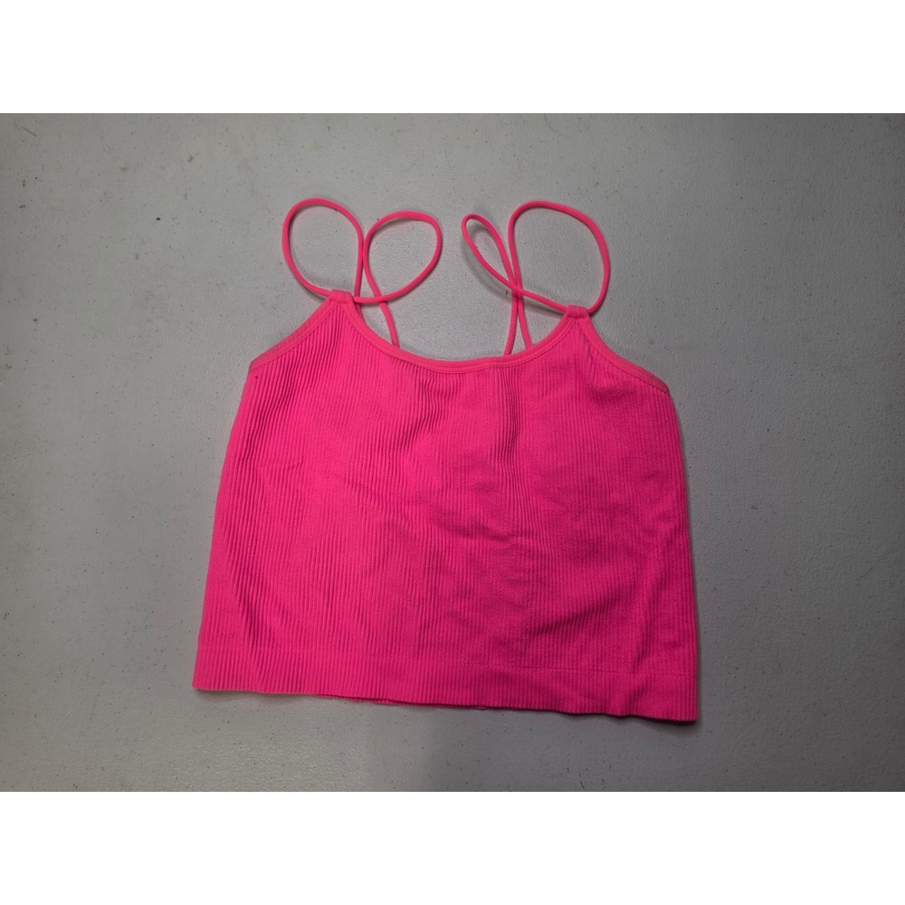 Colsie Womens Large Neon Pink Ribbed Seamless Double Strap Cami Tank Top